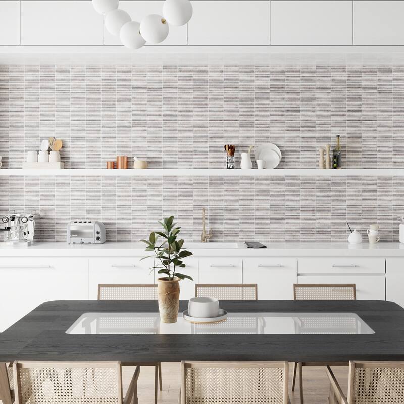 Merola Tile Rubik Greige 5-7/8" x 11-3/4" Ceramic Wall Tile - Case (22 Tiles)
