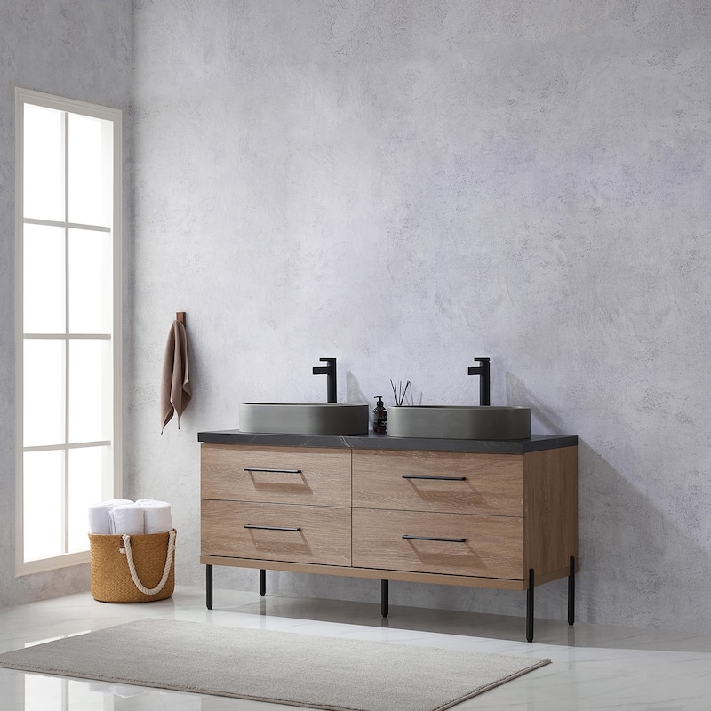 Trento Bath Vanity with Sintered Stone Top with Concrete Sink (O)