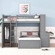 preview thumbnail 4 of 14, Full size Loft Bed with Twin size Stand-alone bed, Shelves,Desk,and Wardrobe,No Box Spring Required