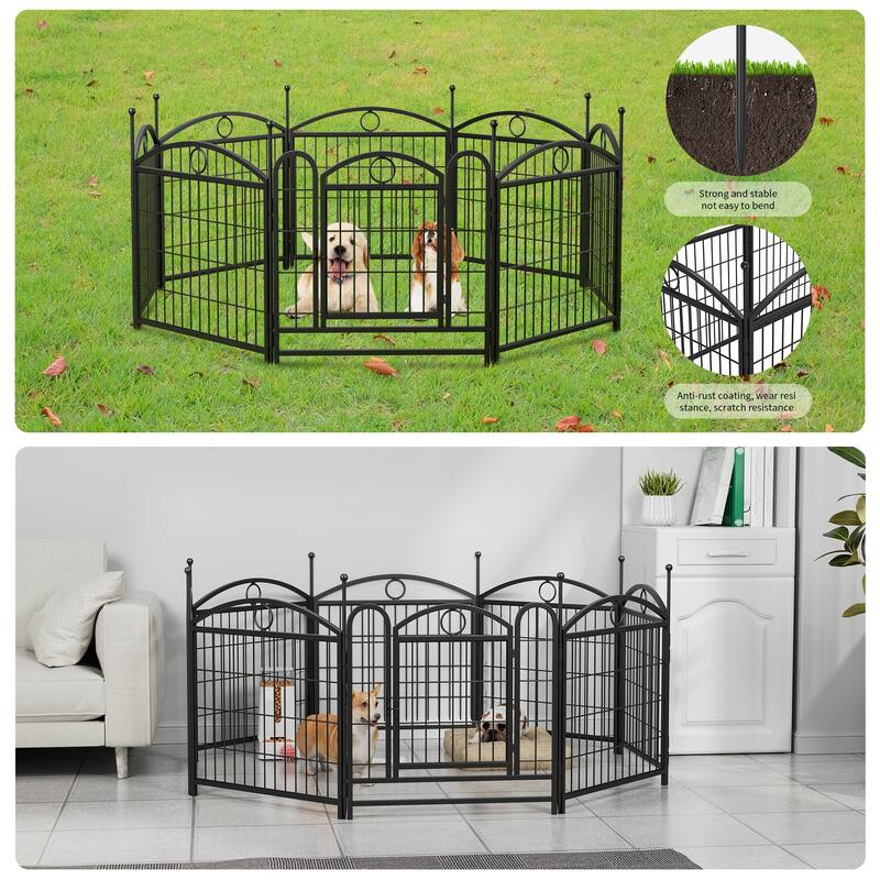 Dog Playpen Indoor 24 inch 8 Panels Metal Dog Pen Pet Dog Fence