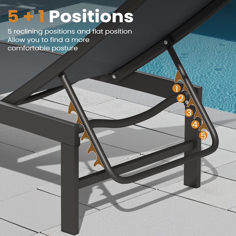 Outdoor Patio Adjustable Chaise Lounge Chairs
