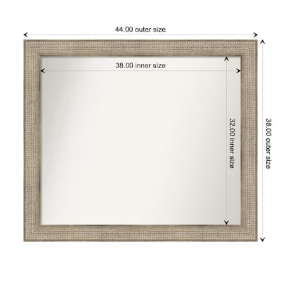 Trellis Silver Framed Non-Beveled Custom Wall Mirror, Bathroom Vanity Mirror