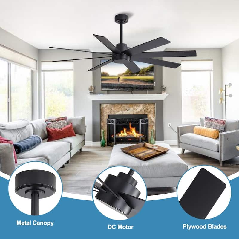 MLiAN 60 in. 8-Plywood Blades Indoor Ceiling Fan With Remote...