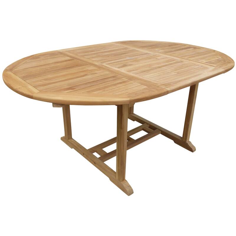 Seven Seas Teak Ocean Beach Round Outdoor Patio Extension Table, 47 inch Round to 71 inch Oval (Table Only)