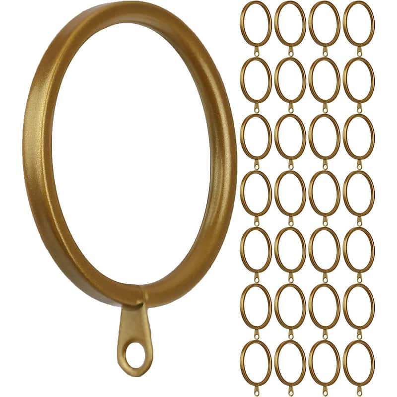 Meriville 2-Inch Inner Diameter Metal Flat Curtain Rings with Eyelets - Gold - Set of 28