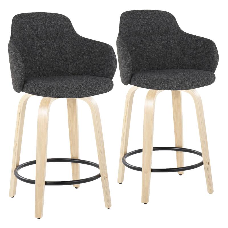 Carson Carrington Iglabo 24" Fixed-Height Counter Stool with Bent Wood Legs and Round Footrest (Set of 2)