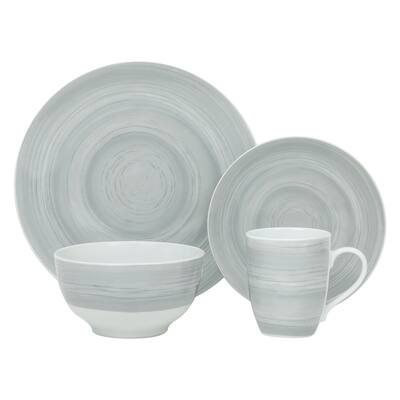 Grey Porcelain 16-piece Dinnerware Set - 10'5" x 0'5"