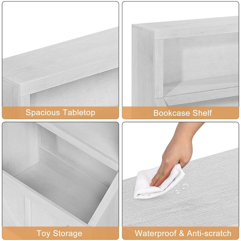 Kids Bookshelf, Wooden Toy Storage Organizer with Cubby