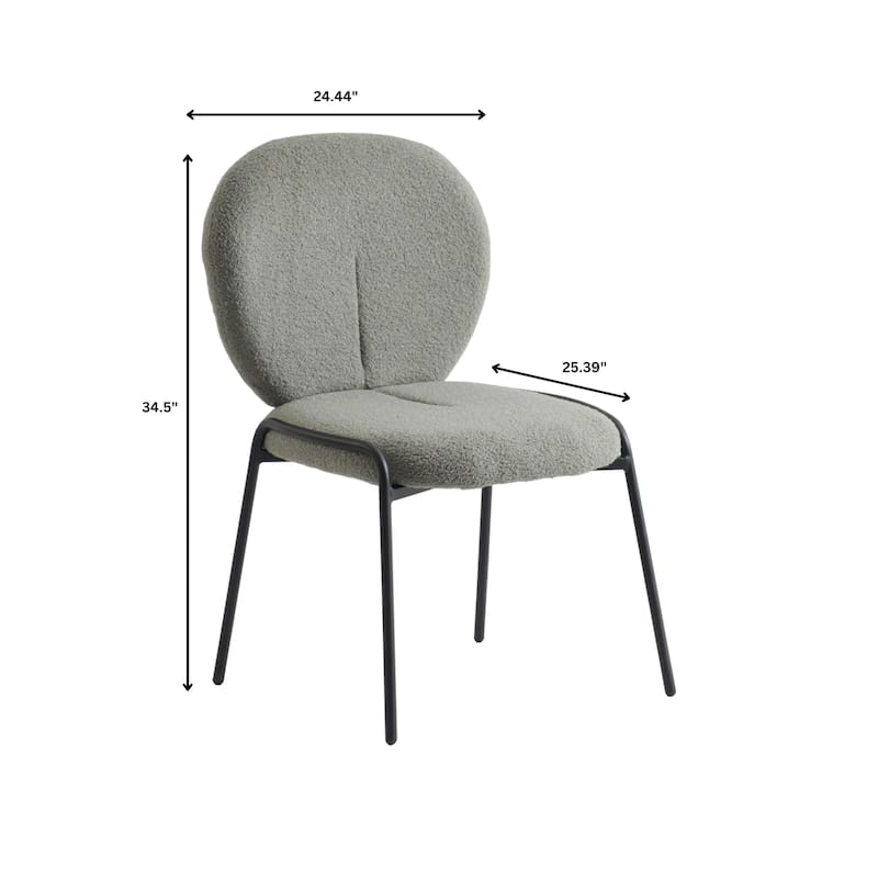 Celestial Modern Boucle Dining Chairs - Upholstered Accent Side Chairs with Black Powder-Coated Iron Frame Set of 4