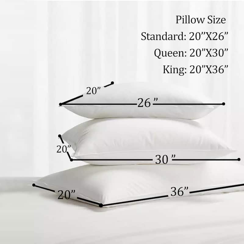 Highland Feather 800 Loft European White Down Pillow 500 TC Cotton Casing