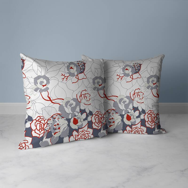 Regal Rose Retreat Faux Suede Reversible Throw Pillow White and Gray