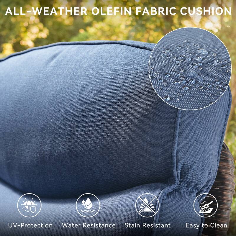 Pocassy Outdoor Wicker Patio Sofa with Ottomans