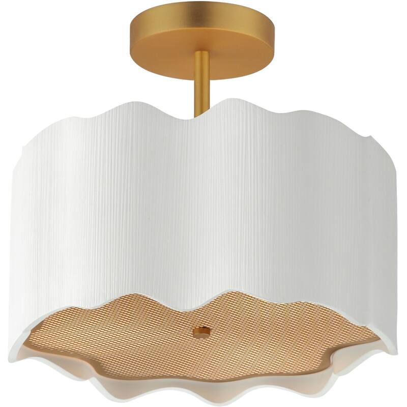 Studio M SM73880 Curtain Call 3 Light 14" Wide LED Semi-flush Drum - White / Gold