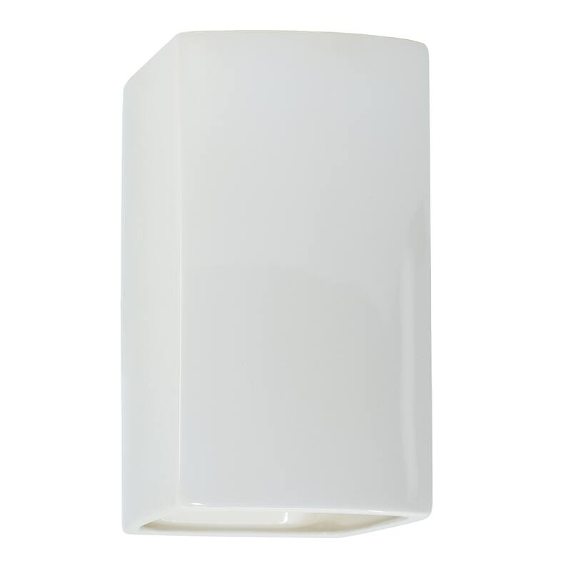 Justice Design Ambiance - Large ADA Rectangle Wall Sconce - Closed Top (Outdoor) - Replaceable Bulb - Gloss White