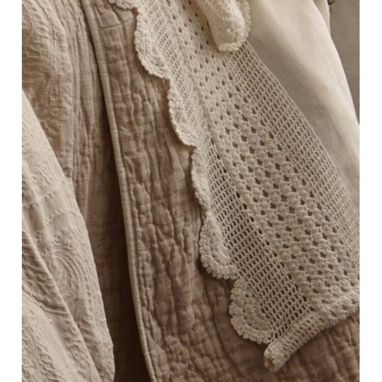 Evelyn Ivory Linen Crochet Sheet Set