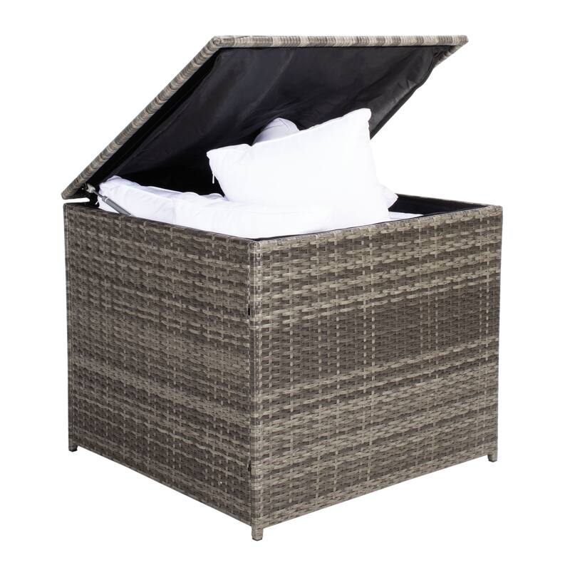 SAFAVIEH Helga Outdoor 4-Piece Conversation Patio Set with Storage - 57"W x 31"D x 26"H