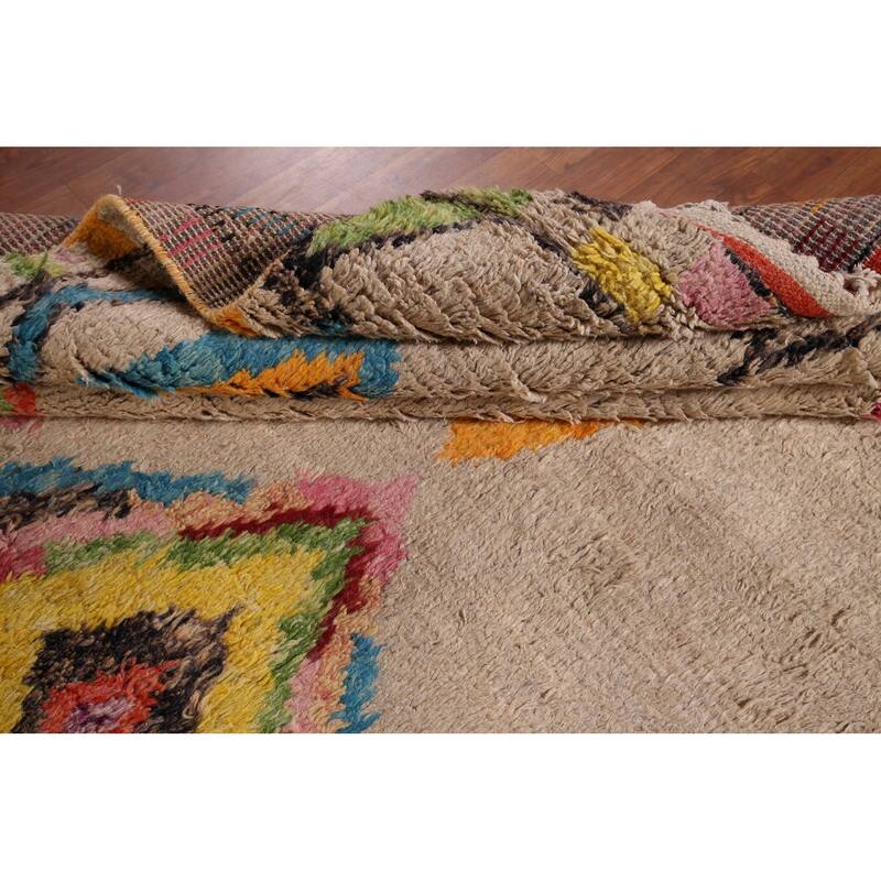 Geometric Plush Moroccan Oriental Rug Hand-Knotted Wool Carpet - 7'5" x 10'8"