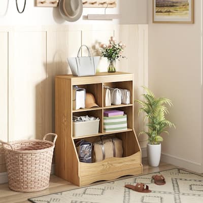 Kids Toy Storage Organizer w/Bookcase Wooden Toy Storage Unit