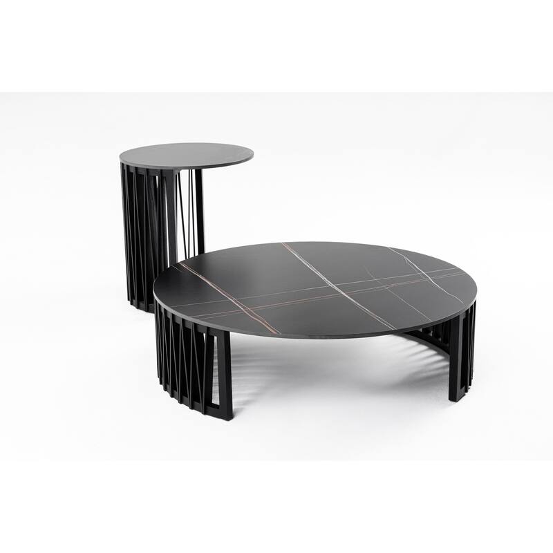 Modrest Larimer Modern Round Coffee Table Set