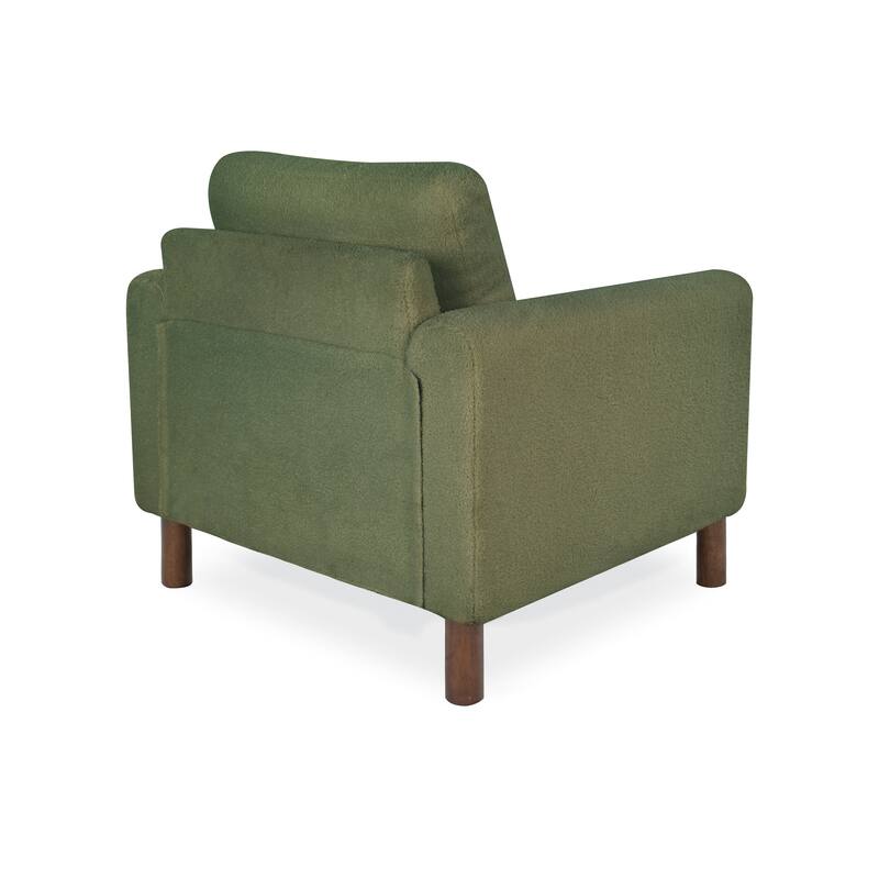 Christopher Knight Home Rowan Accent Chair Curved Handrails Single Sofa with Walnut Legs