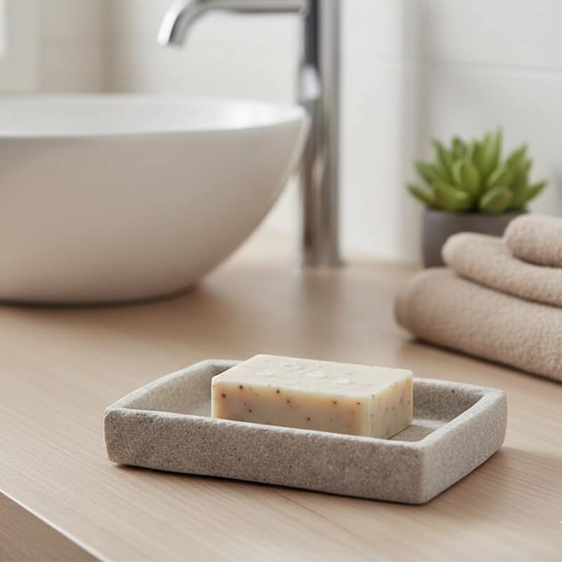 Collection Stone Effect Bath Accessory Set-4 pieces - Soap Dish Holder Only - Gray
