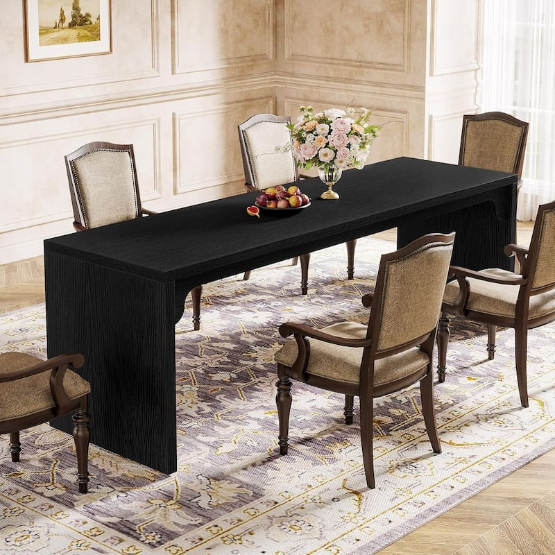 78-Inch Wood Modern Rectangular Dining Room Table, Long Kitchen Dining Table, Brown