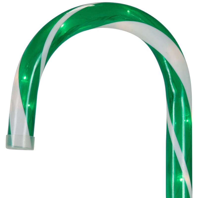 Lighted Candy Cane Outdoor Christmas Pathway Markers - 28" - Green - Set of 6