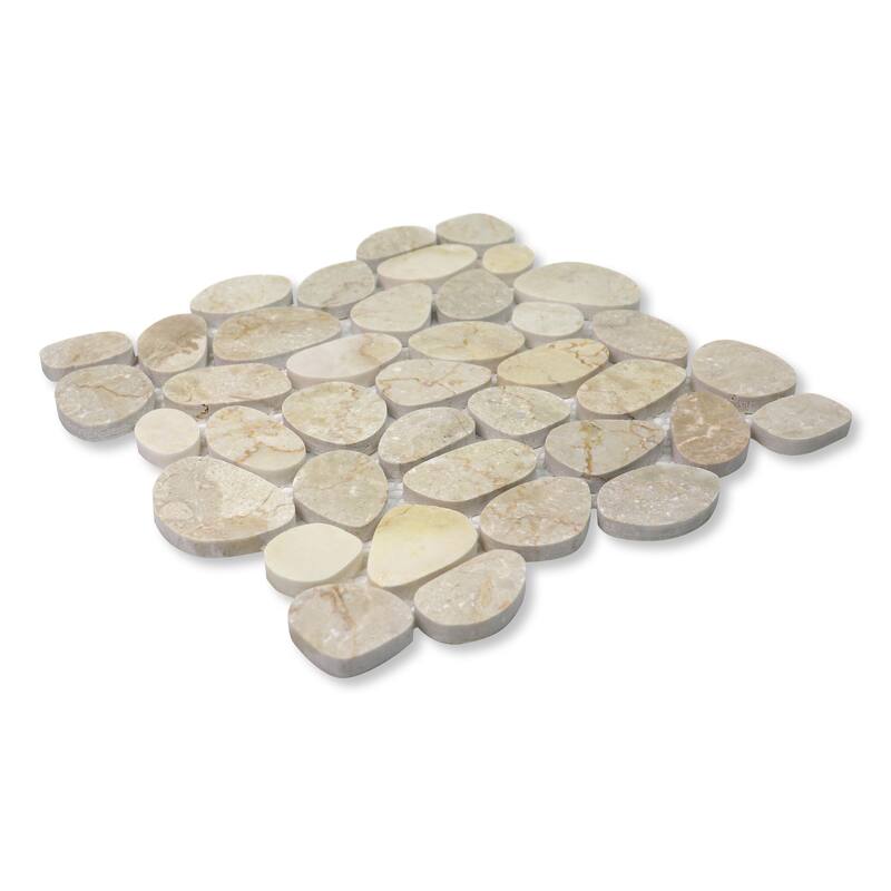 Seadrift 12 in. x 12 in. Budi Creme Honed Marble Mosaic Wall Tile - Budi Crème - 5 in. x 7 in. tile sample