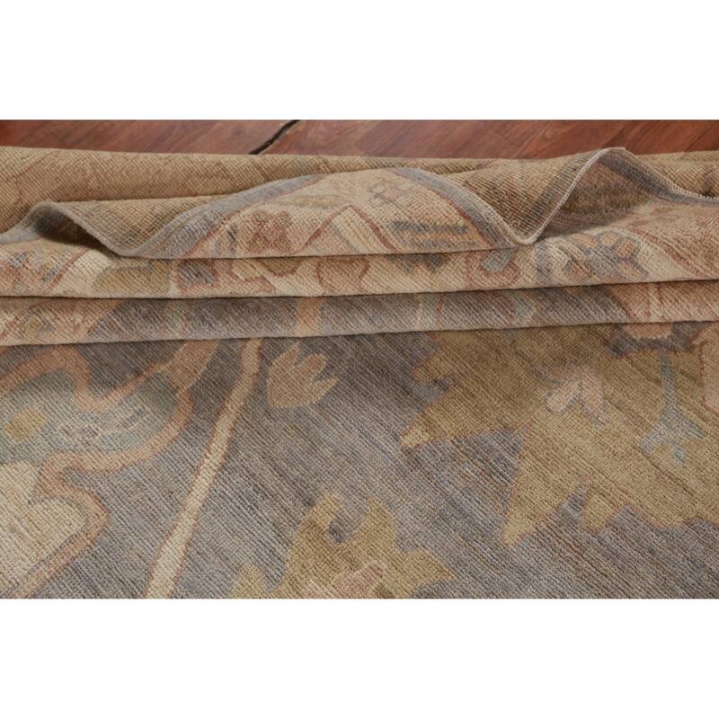 Hand Knotted Oriental 100% Wool Carpet Transitional All-Over Greys & Charcoal Oushak Area Rug - 11' 10'' X 9' 1''