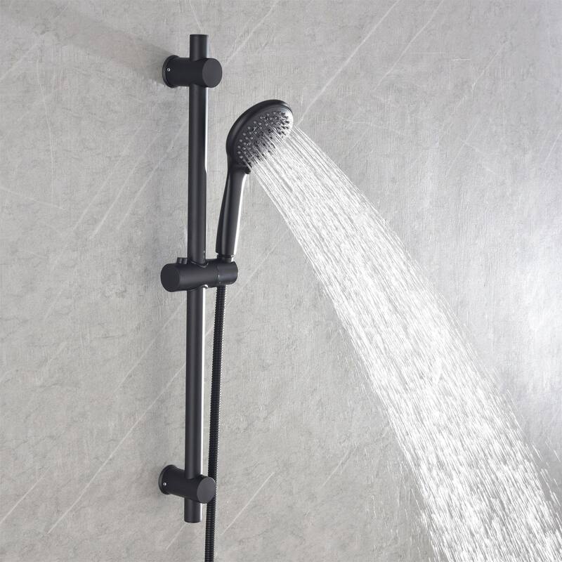 Wall Mount Shower Faucet with Hand Shower Brass Complete Shower System with Slide Bar Valve Included