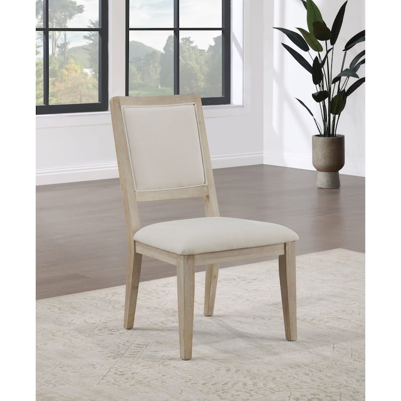 Trofello White Washed Cushioned Dining Side Chair (Set of 2)