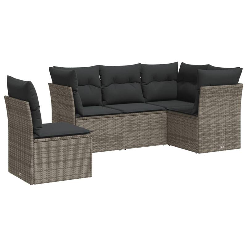 vidaXL Garden Sofa Set Grey PE Rattan, Powder-Coated Steel 5-Piece - 24.4 x 24.4 x 27.2