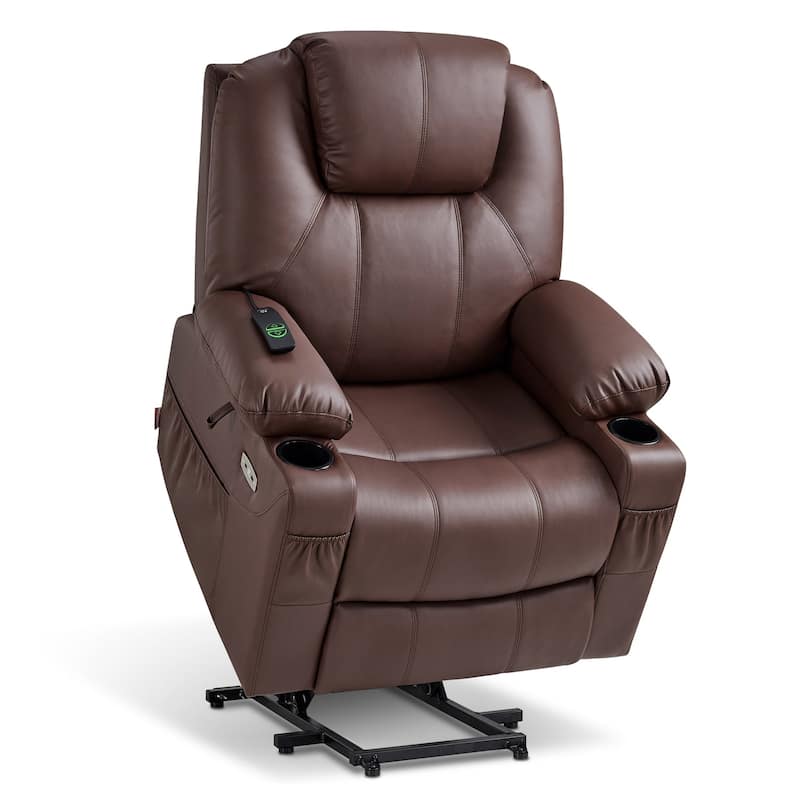 MCombo Electric Power Lift Recliner Chair Sofa with Massage and Heat, 3 Positions, USB Ports, Faux Leather 7040