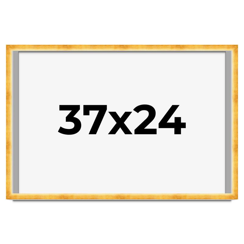 37x24 Shadow Box Frame Gold | 1.625 Inches Deep Real Wood Traditional
