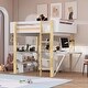 preview thumbnail 2 of 18, White Full Size Solid Wood Loft Bed With Built-in Storage Cabinet and Cubes, Foldable desk