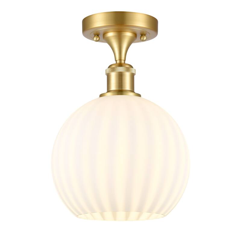 Innovations Lighting 516-1C-12-8 White Venetian Semi-Flush White - Satin Gold