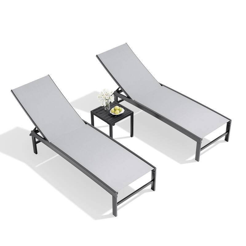 Outdoor Chaise Lounge Set Patio Adjustable Chaise Lounge Chairs with Side Table