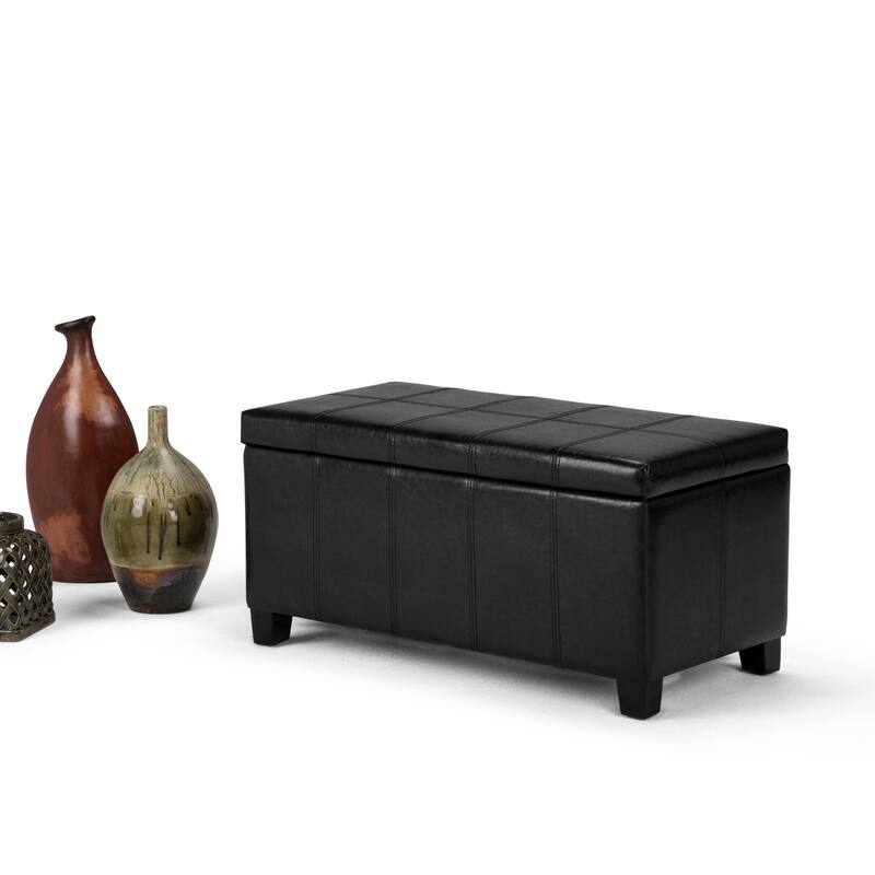 WYNDENHALL Lancaster 36 inch Wide Contemporary Rectangle Storage Ottoman - Midnight Black