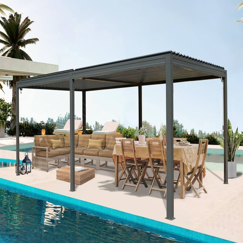 Louvered Pergola 10X20FT, Aluminum Pergola with Adjustable Roof
