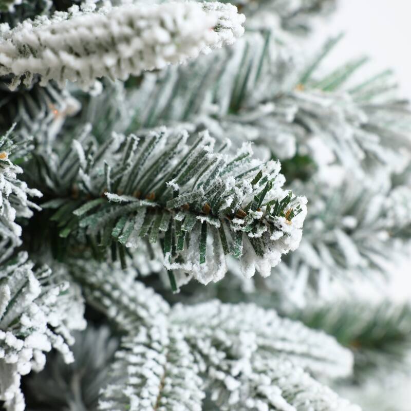 5Ft Pre-Lit Full Artificial Flocked Christmas Tree - 60" H x 33.9" W x 33.9" D