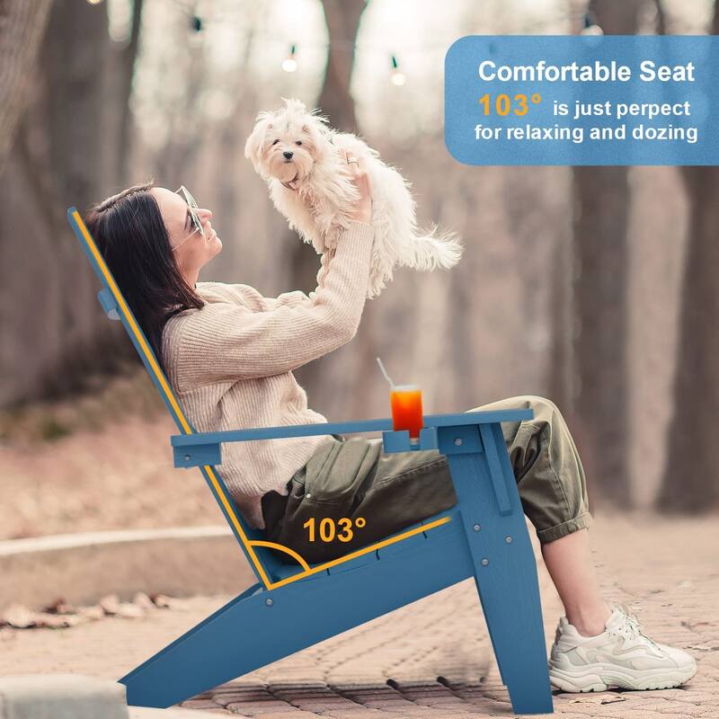 WINSOON Adirondack Chair Weather Resistant with Cup Holder