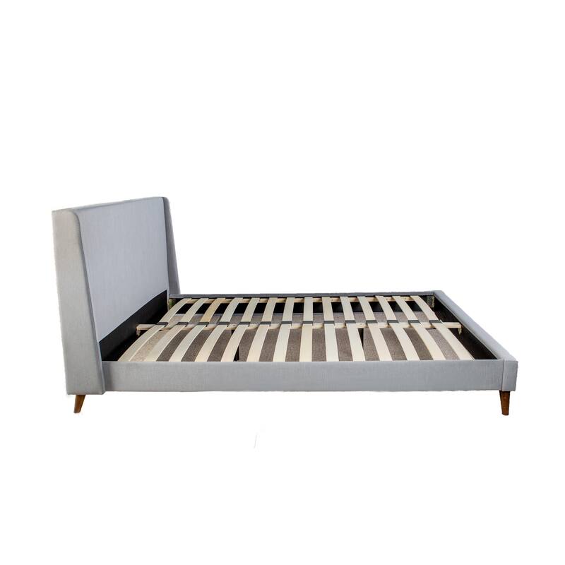 Queen Size Polyester Upholstered Platform Bed Set with Includes 2 Nightstands