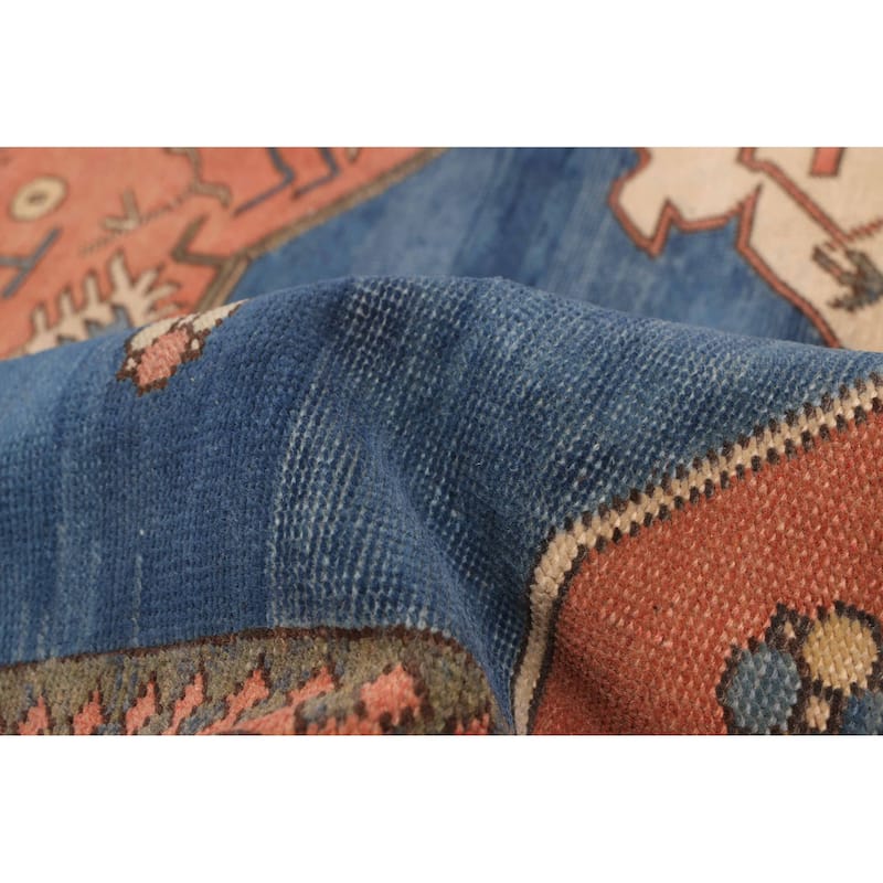 ECARPETGALLERY Hand-knotted Melis Vintage Dark Blue Wool Rug - 7'4 x 10'4