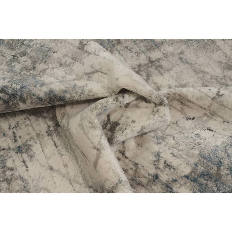 Machine Made Oriental Polyester Carpet Modern Abstract Beige & Ivories Abstract Area Rug - 7' 5'' X 5' 2''
