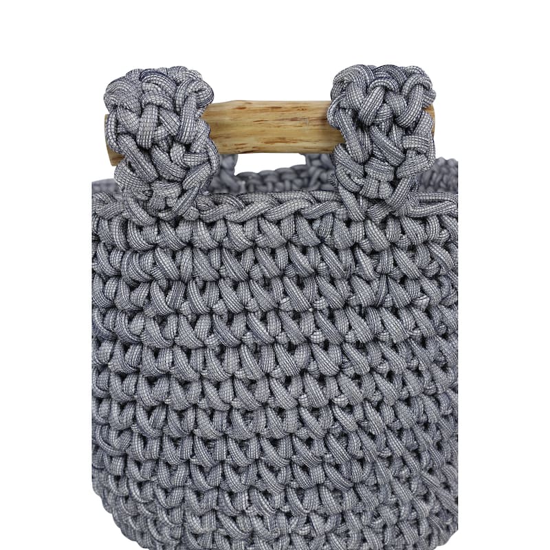 Grey Polyester Coastal Storage Basket (Set of 2) - S/2 13", 11"H
