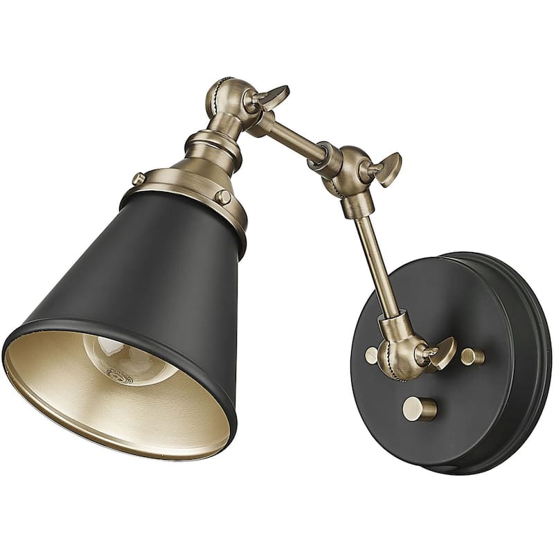 Millennium Lighting 12001 Edith 9" Tall Wall Sconce - Matte Black / Vintage Brass