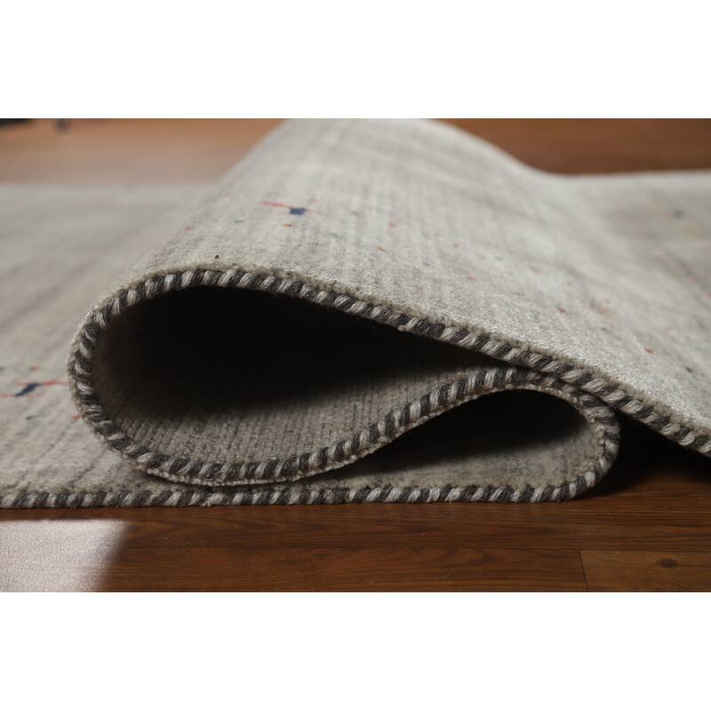 Hand Knotted Oriental 100% Wool Carpet Tribal Animal Pictorial Greys & Charcoal Gabbeh Area Rug - 7' 9'' X 5' 1''