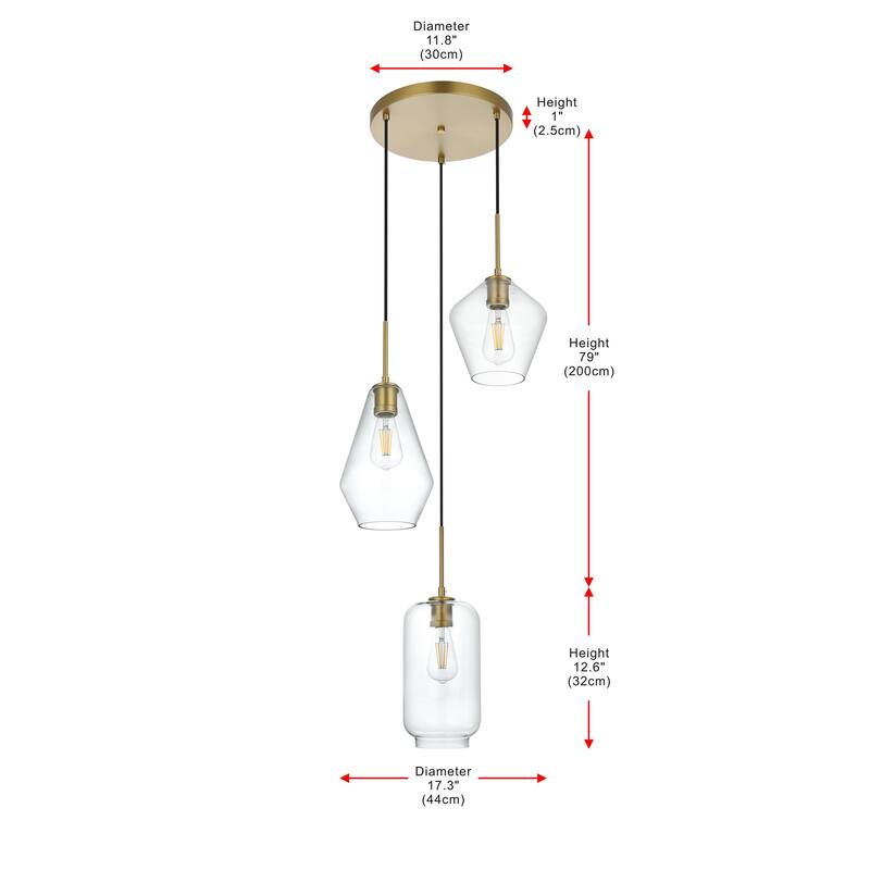 Gerald Glass 3-light Pendant