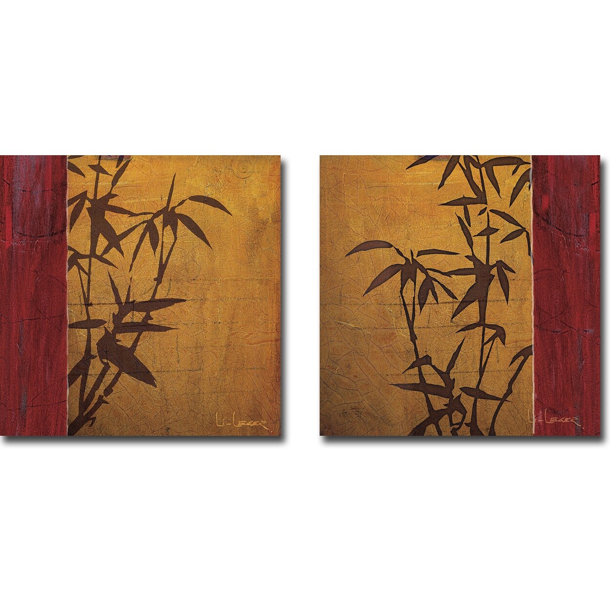 Modern Bamboo I Ii By Don Li Leger 2 Pc Gallery Wrapped Canvas Giclee Set 24 In X 24 In Each Canvas In Set Overstock