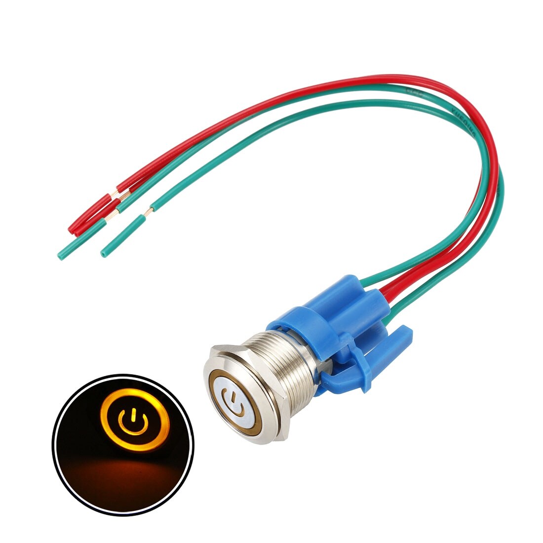 Momentary Push Button Switch 19mm Mounting 1no 12v Yellow Led With Socket Plug